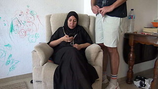 Arab milf receives large ejaculation from lewd masturbating stepson