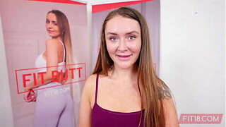 POV Casting Corpulent Non-professional With A Priceless Cookie Chloe Marie In Yoga Drawers