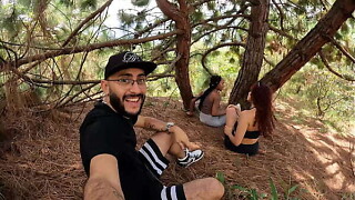 I go beyond the sea to instruct with my 2 mates and we closure up having a three-some outdoors