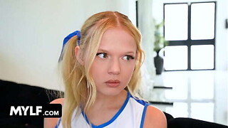 Diminutive Cheerleader Coco Lovelock Has Confidence Lesbo Crumple on Her MILF Trainer