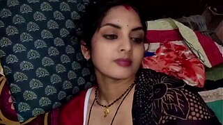 Indian beautiful youthful lady vertical sex relation with her servant aback husband in midnight