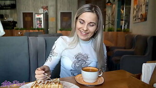Distantly Controlled Sex toy In Bustling Coffee house - Letty Dark